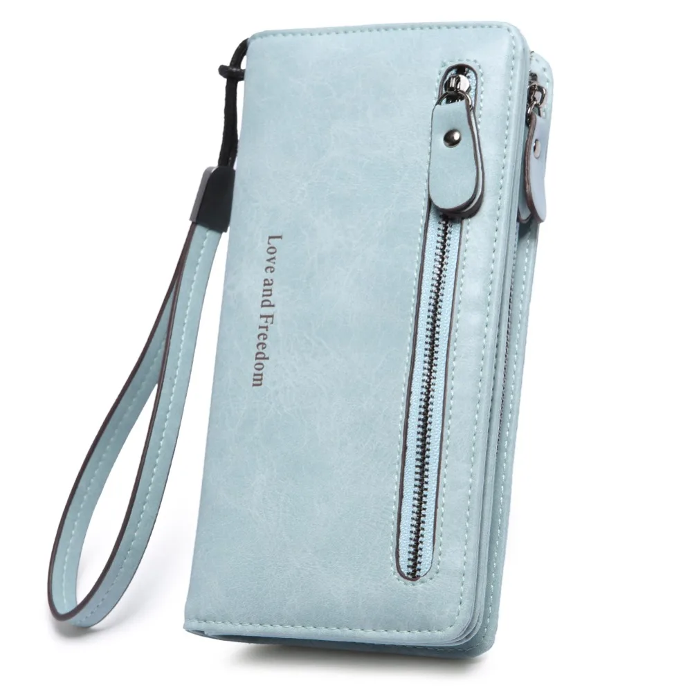 

Women Wallet Wristlet Leather Ladies Long Bifold Clutch Checkbook Credit Card Holder Organizer Purse Ladies Clutch Wallet