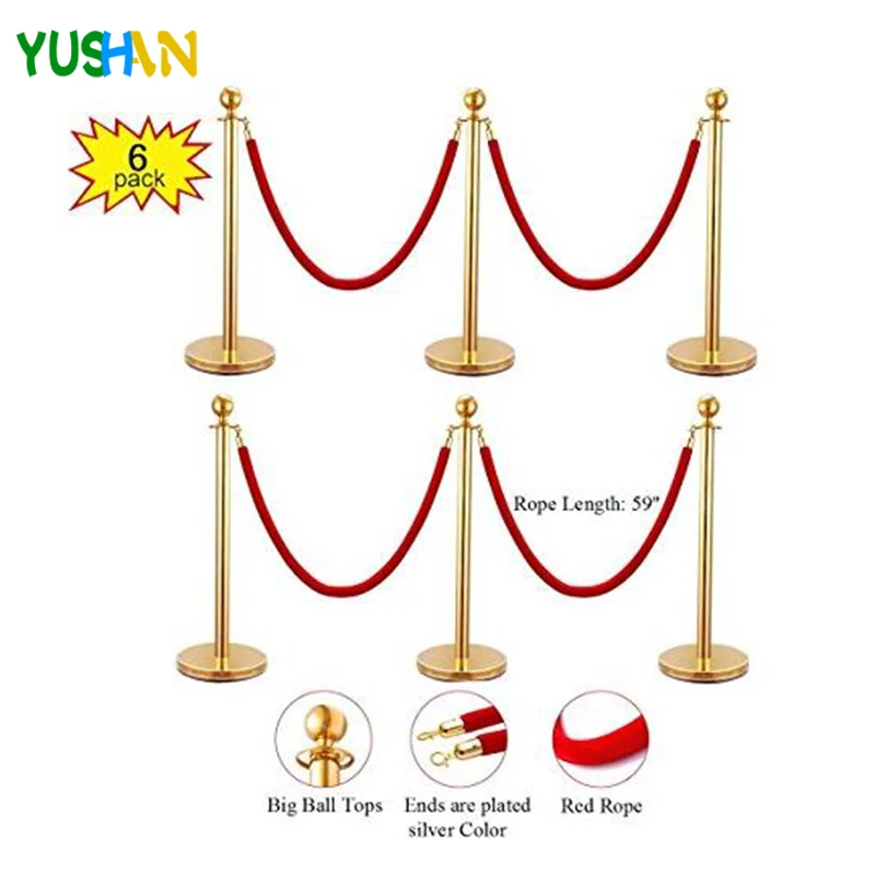 Samger Samger 150cm Velvet Barrier Rope Crowd Control Post Queue Line with Hooks Silver
