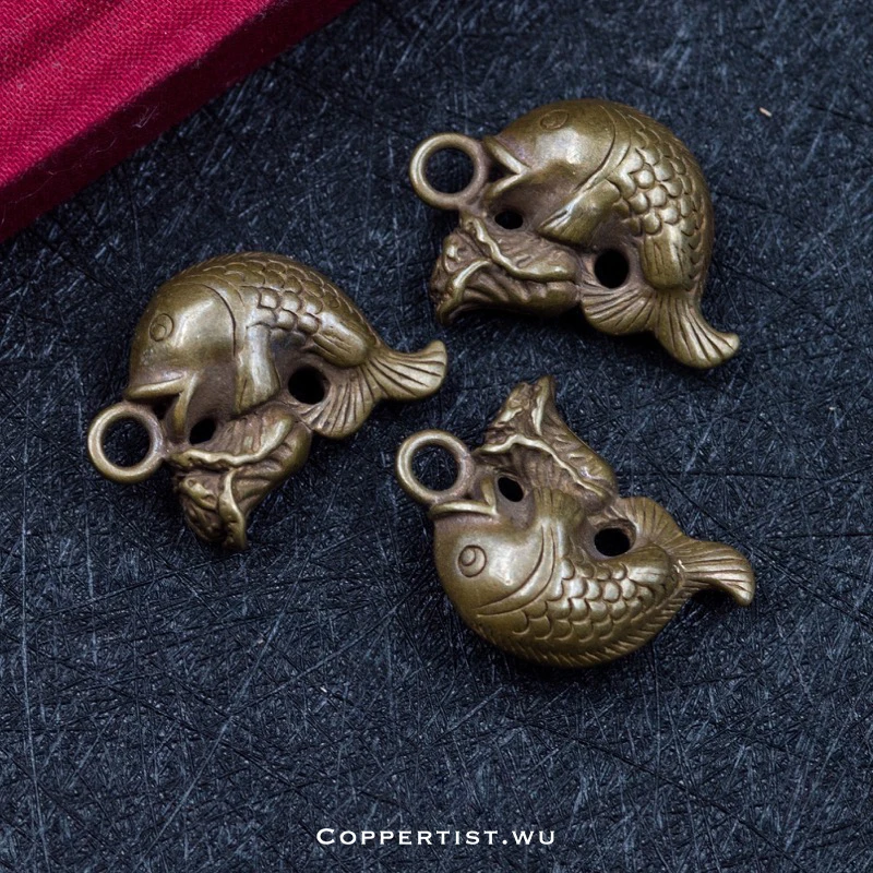 Coppertist. wu талисман Карп на удачу бронзовый брелок латунный для ключей ручной