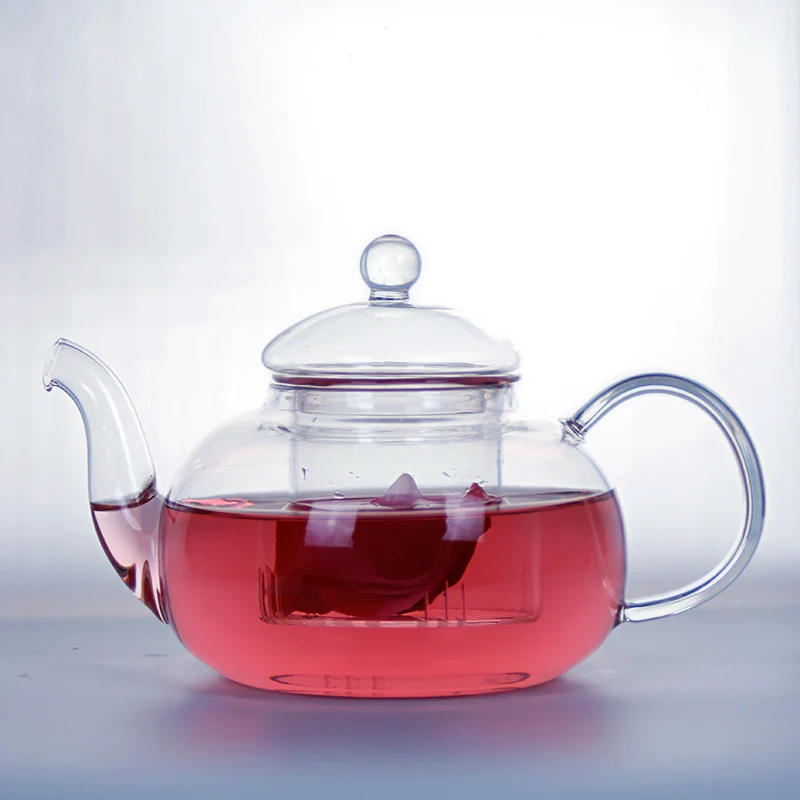 Free shipping big size glass teapots, famous glass 1000ml with glass