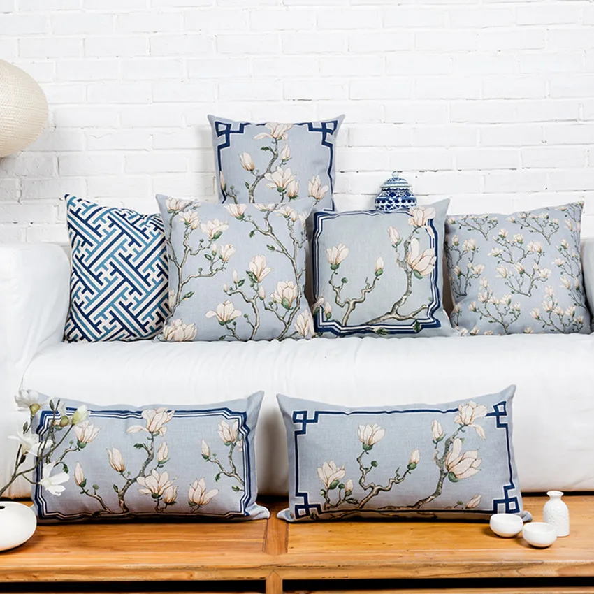 

Plum blossom Head Pillow Cover Simple Geometric Pillow Case Home Decorative Pillow Thick Linen Pillowcase Sofa Cushion