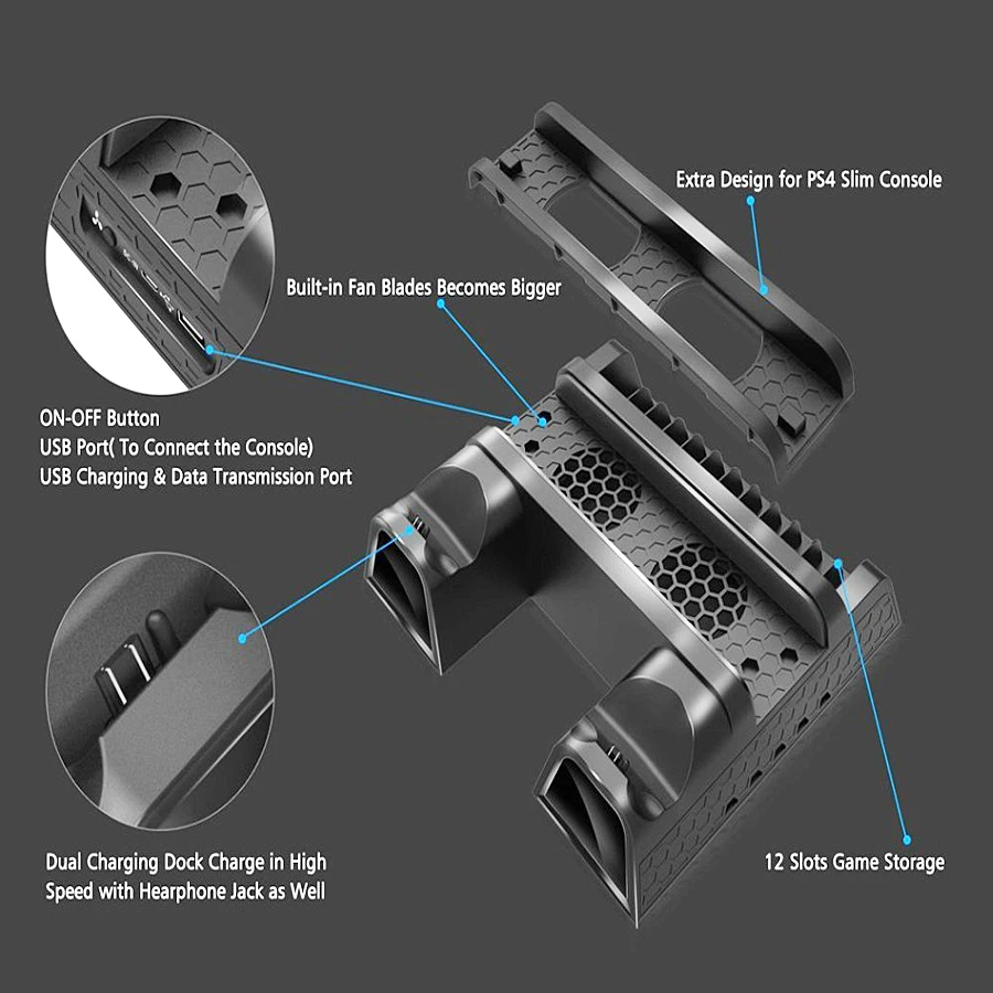 Для PS4/PS4 Slim/PS4 Pro Вертикальная консоль охлаждающий вентилятор Dualshock 4 контроллер зарядное устройство игровой диск Подставка для хранения база индикаторная Led