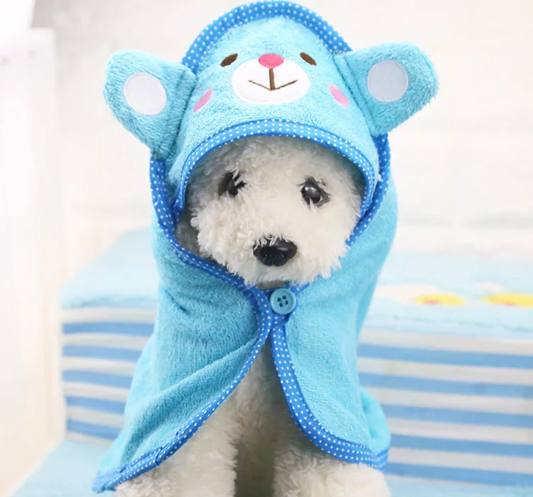 Cute Dog Towel Pet Puppy Drying Bath Cat Towel Cleaning Necessary Dog Hooded Super Absorbent Bathrobes Soft Feeling Pet Products