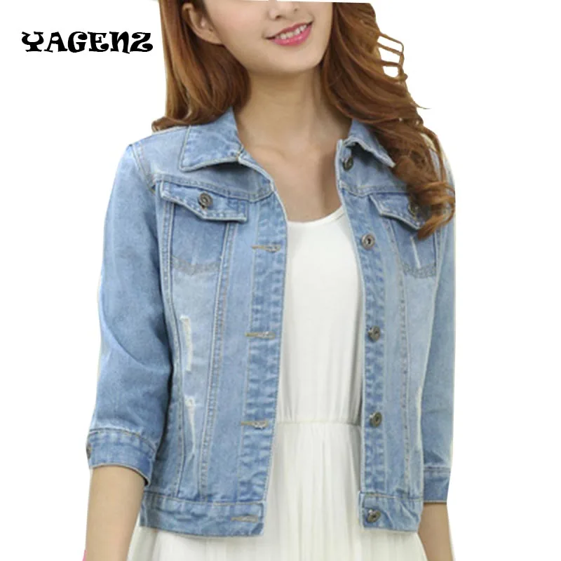Women Plus Size Cropped Jean Jacket Light Blue Bomber Short Denim