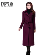 Плюс размер теплое тонкое осенне-зимнее шерстяное пальто для женщин европейский стиль кардиган длинное Короткое женское Шерстяное Пальто WUJ0520