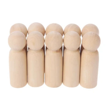 

10Pcs Unfinished Wood Boy Peg Toy Natural Wooden DIY Crafts Dolls Decoration Gift New