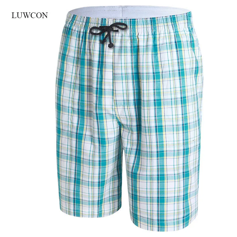 LUWCON бренд Для мужчин из хлопка пляжные шорты для будущих мам половина Длина удобные Для мужчин Домашняя одежда Повседневное плед Пляжные шорты