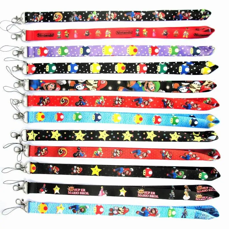 1 Pc Hot sale Cartoon Super Mario Bros Lanyard Keys ID Cell Phone Neck Strap Toys Action Figure Toy for kids Gift