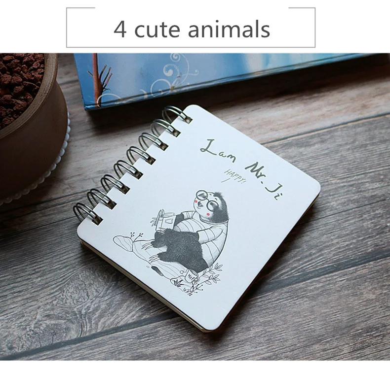 A7 Cute little animal notebook Hard surface iron ring hand holding portable notepad Student notebook