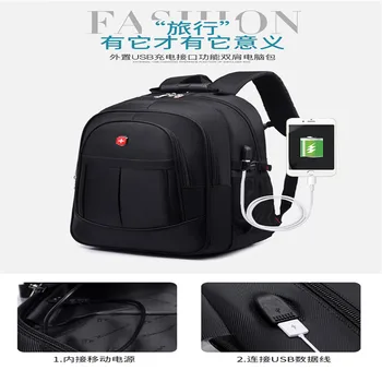

swiss usb black male Multifunctional 17 inch Laptop backpack boy Waterproof computer Bag Nylon Men's Travel bagpack Sac a Dos
