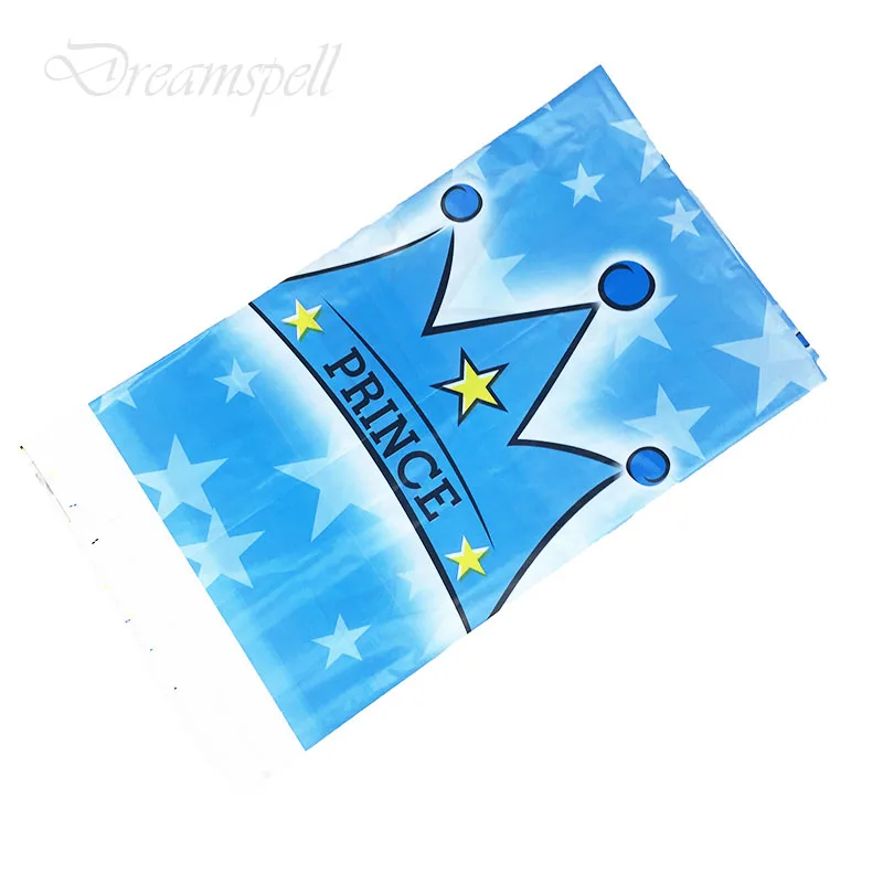 

1pcs 108*180cm Blue Prince crown Party tablecover Degradable PE Disposable Plastic Outdoor Birthday Party tablecloth supplies