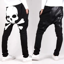 Пикантная обувь с изображением черепа, Для мужчин, свободные брюки-шаровары повседневные штаны в стиле «панк» модная танцевальная одежда в стиле хип-хоп тренировочные штаны Штаны