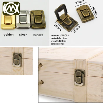 

10pc 27*40mm KIMXIN Sales Wine box lock Hardware accessories for wooden case buckle Packaging for jewelryboxes locks hasp W-003