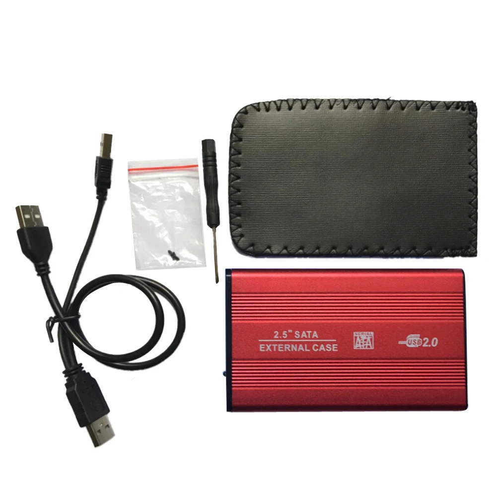 Высокая скорость Внешний USB 2,0 на жесткий диск SATA 2,5 "дюймов HDD адаптер Красный алюминий сплав в виде ракушки корпус коробка для ПК компьютер
