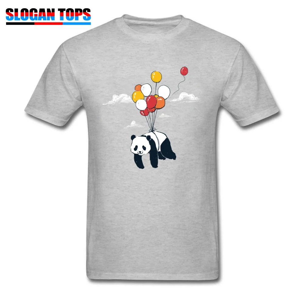 Men Cute Printed On Tees Round Neck Summer Fall 100% Cotton T-shirts Printed On Short Sleeve Flying Panda Tops Tees Flying Panda grey
