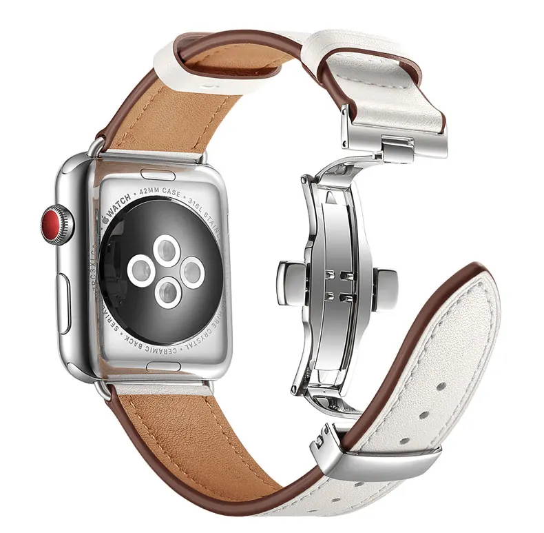 Кожаный ремешок для apple watch 5 ремешок 44 мм 40 мм iwatch ремешок 38 мм 42 мм застежка бабочка браслет ремешок для apple watch 4 3 2 1