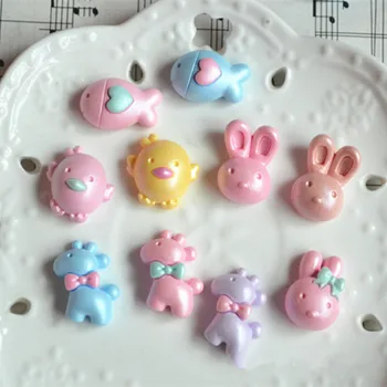 

MRHUANG 10pcs/lot approx 20mm resin Cartoon Bear giraffe Fish rabbit cabochon accessories for jewelry
