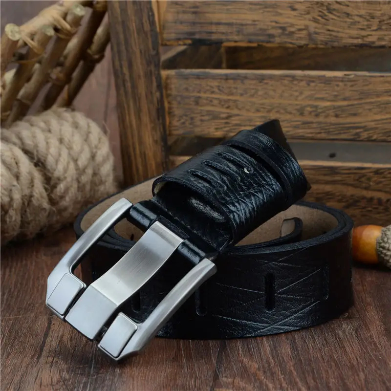 COWATHER 2017 QUALITY cow genuine luxury leather men belts for men strap male pin buckle BIG SIZE 100-130cm 3.8 width QSK001 - Image 4