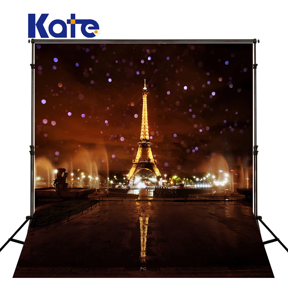 

5X7FT Kate Dark Brown Eiffel Tower Photography Backdrops Night City Backdrops Scenic Photography Backdrops for Children