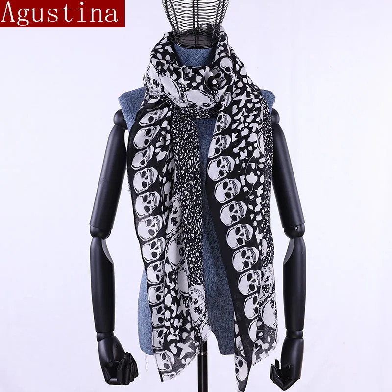 Женский шарф, зимняя шаль, роскошный бренд, хлопковые женские шарфы, женские длинные шали, шаль, шаль, echarpe, высокое качество, череп, l