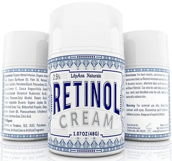 

Retinol moisturizer for face and eyes, day and night use for anti-aging, acne, wrinkles; made with natural ingredients