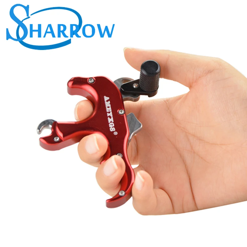 

NEW! AMEYXGS 3-Finger Automatic Aluminum Hand Held Multicolor Optional Archery Bow Release Adjustable Sensitivity Spare Spring