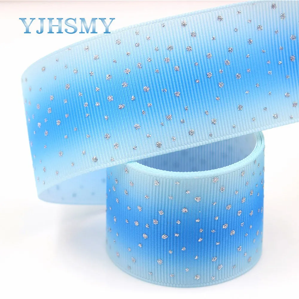 

YJHSMY I-181123-283,38mm 10yards Gradient flash Ribbons Thermal transfer Printed grosgrain,Gift wrapping DIY handmade materials