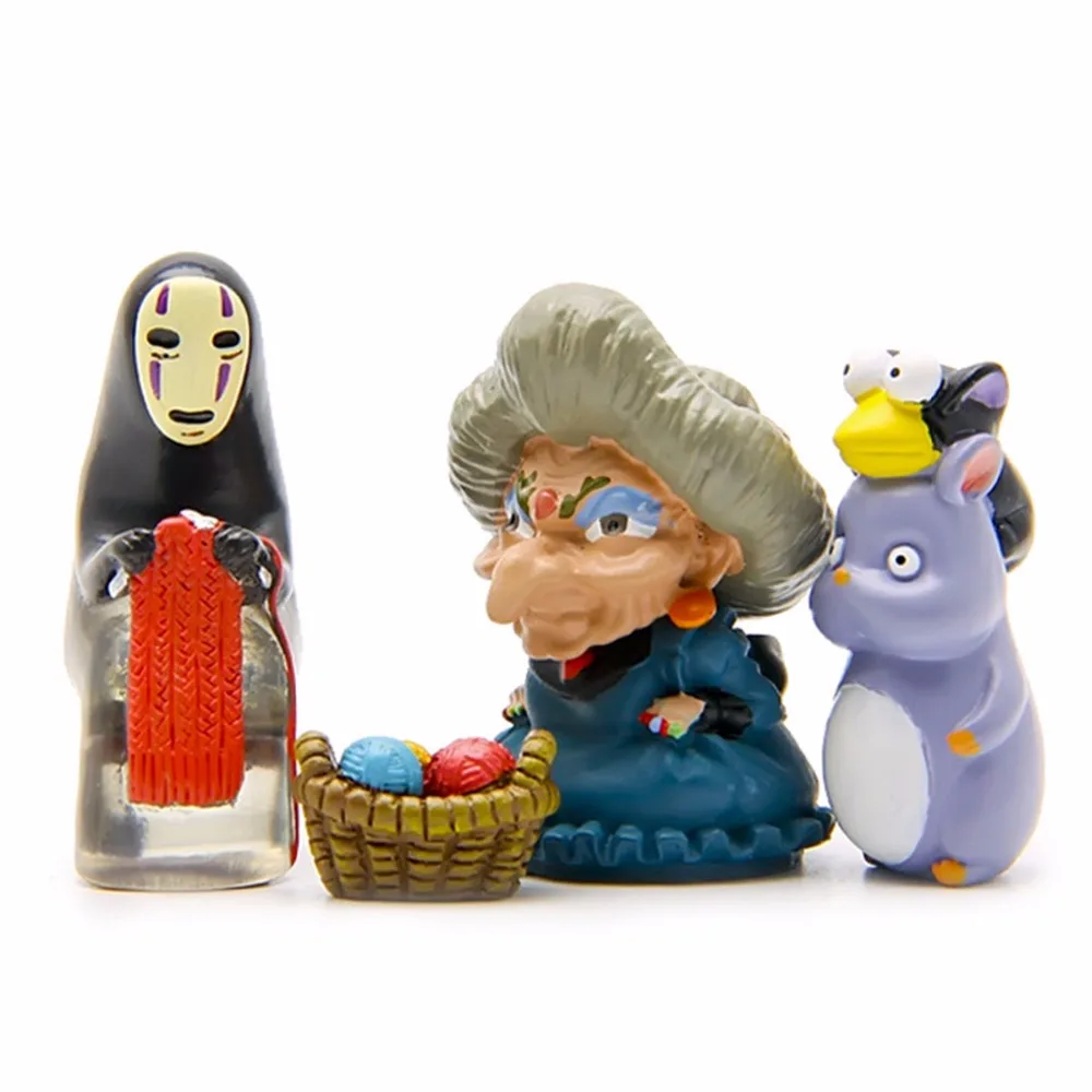 

NEW Knitting Sweater Faceless Man Set Yubaba Spirited Away Figure No Face Man Figure Anime Chibi Mini Garden Figma Dolls