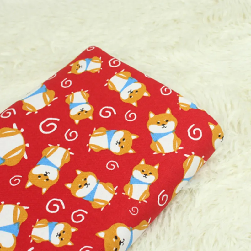 Половина ярда экспорт японский мультфильм собака хлопок льняная ткань, ручная работа DIY одеяла рот Золотая посылка Одежда Ткань CR-A18 - Цвет: red