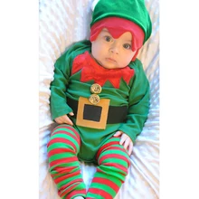 Rorychen/3 предмета, зимний комбинезон с длинными рукавами для новорожденных мальчиков и девочек, Топы+ Полосатые Леггинсы+ шапочка, Рождественский комплект одежды, 4-24 месяца