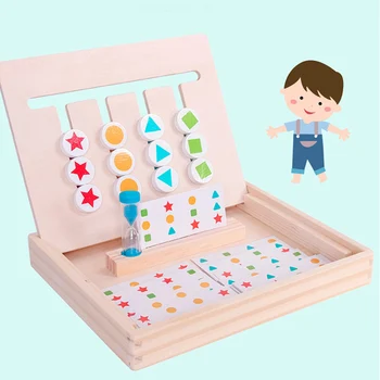 

Wooden Training Thinking Toys 4 Colors Matching Shape Sorting Montessori Logic Puzzle Toys AN88