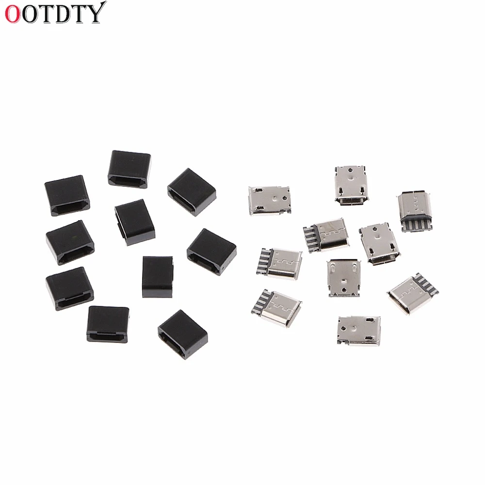 

10 Pcs DIY Micro USB 5 Pin Female Socket Kit Connector Plug Solder Welding Shell