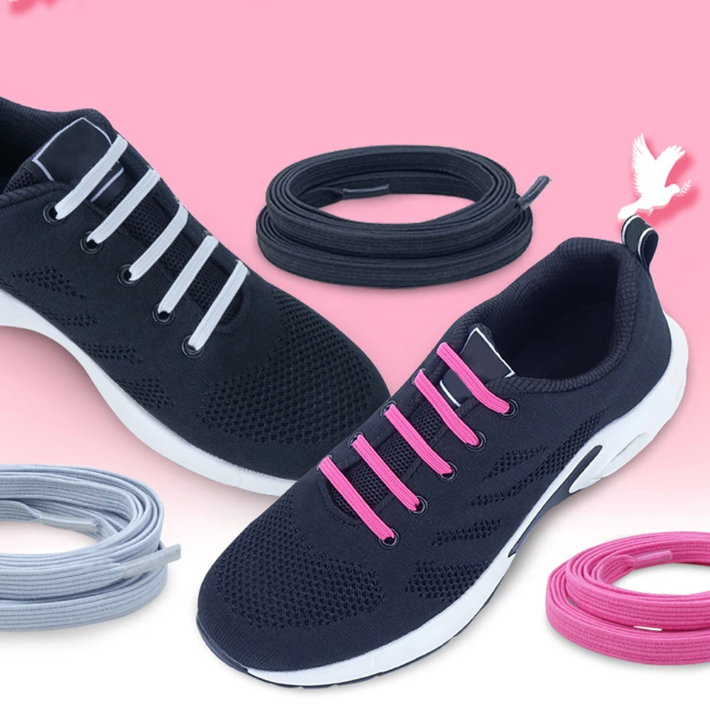 Quick Wear Lazy Shoelace With Lock Elastic Band Lock Buckle Shoelace Tie-free Casual 88CM Black Red Sport Fast Lazy Shoelace
