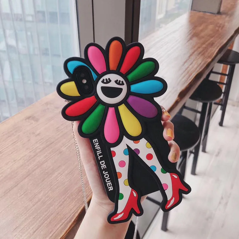 

Hot Japan Fashion Trend brand Murakami Sun Flower 3D Phone Case For iphone 6 6S 7 8 Plus X XR XS MAX 10 silicone Back Cover Capa