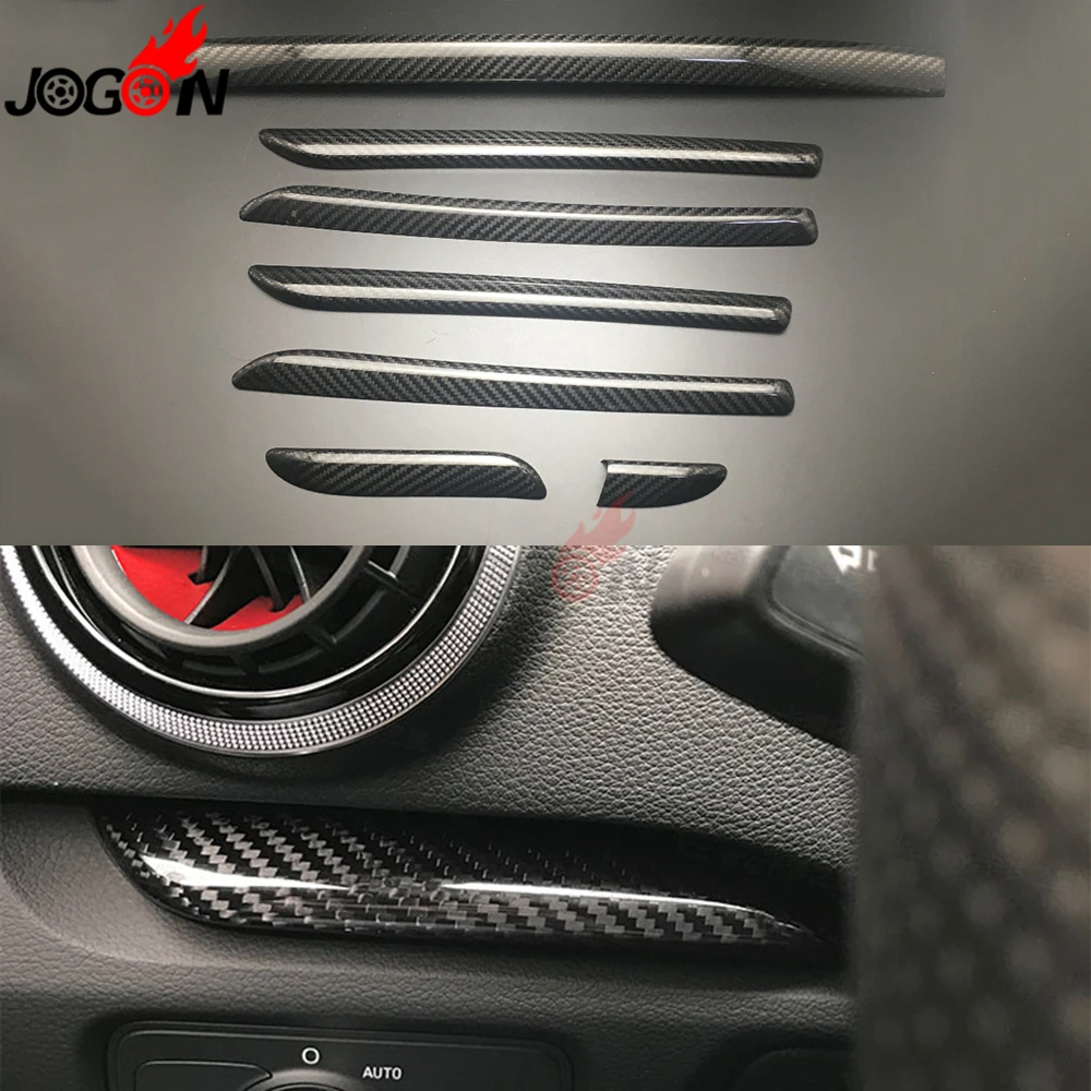 7pcs Real Carbon Fiber For Audi A3 S3 Rs3 2014 2018 Car Interior
