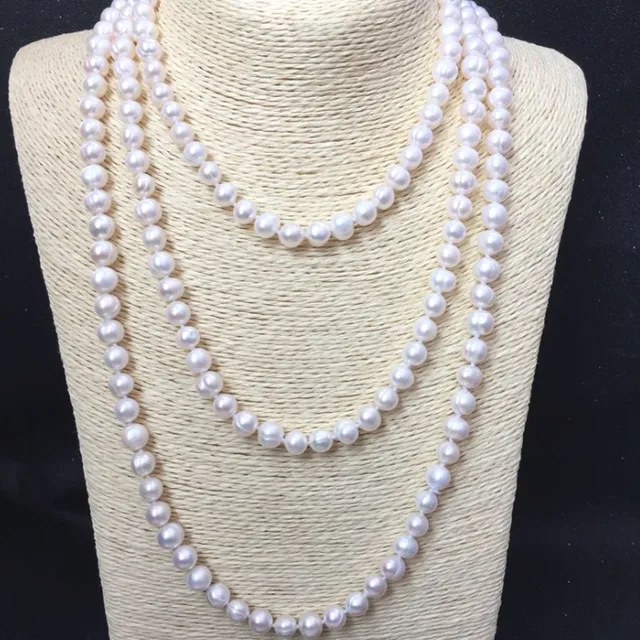 Best Product REAL PEARL 9mm Pearl Size 100% Genuine Real Freshwater Cultured Long Pearl Necklace Fashion for Nice Lady Female Gift Hot Sale