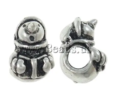 

Zinc Alloy European Beads,Inspirational, Snowman, antique silver color plated, without troll, nickel, lead & cadmium free