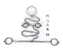 New Stainless Steel Bondage Dog Slaves Devices BDSM Chain Sets Handcuffs Cuffs Shackles Anklet Fetters Neck Ring Collar Sex Toy