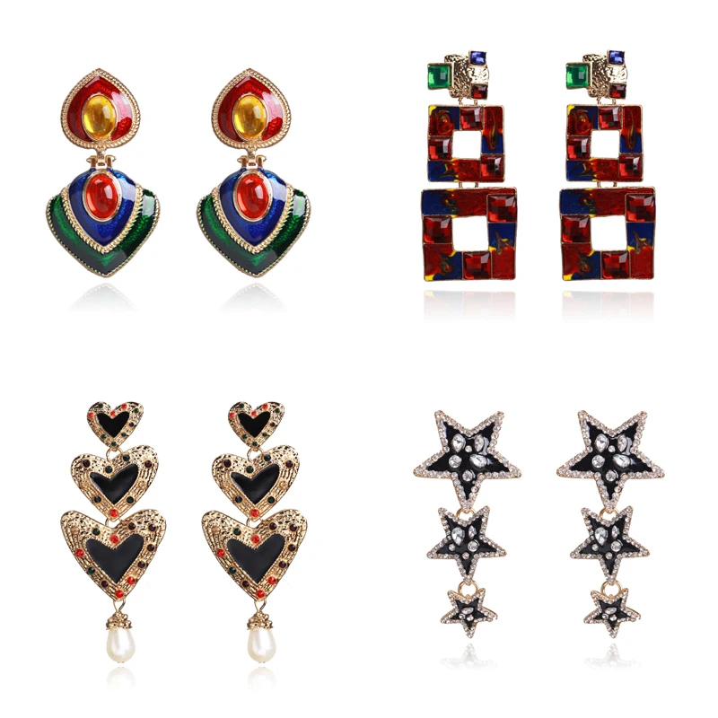 

Ztech Fashion Women Crystal Dangle Drop Earrings Exaggerated Party Hanging Earrings Wedding Statement Christmas Za Jewelry