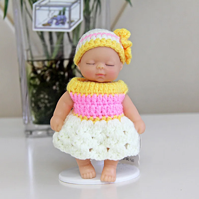 Детские куклы Плюшевые Bjd bebe Кукла реборн брелок игрушка для детей девочки Рождественский подарок из ПВХ дети Новорожденные игрушки суставы могут двигаться 12 см - Цвет: Коричневый