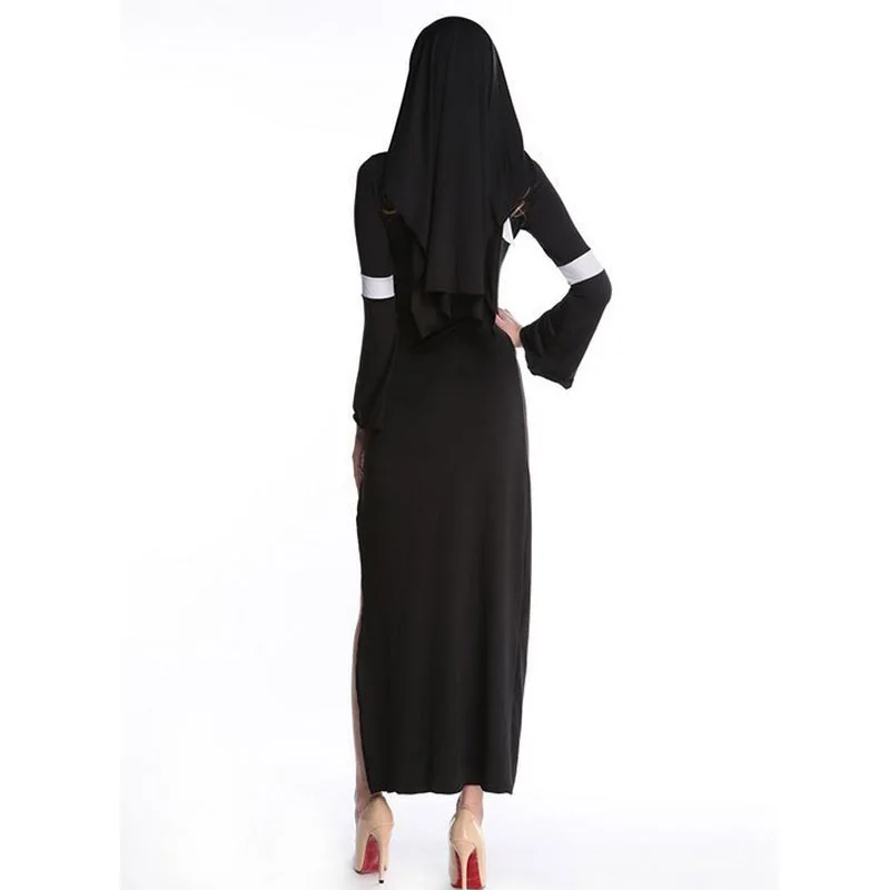 Sexy Adult Women's Halloween Costume Sexy Mother Superior Arabia Nun Costumes Fantasy Cosplay Costume Hoodie Nuns Costume Dress (7)