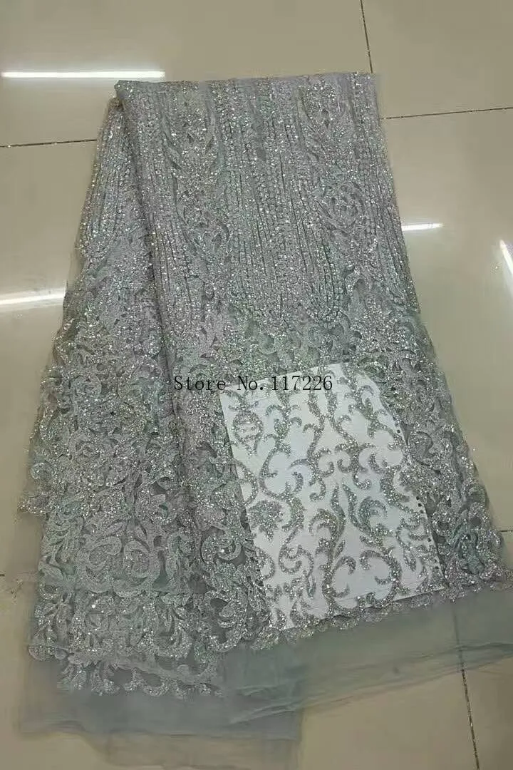 

5 yards French tulle lace JRB-52426 with silver glitter high quality embroidery mesh material good quality
