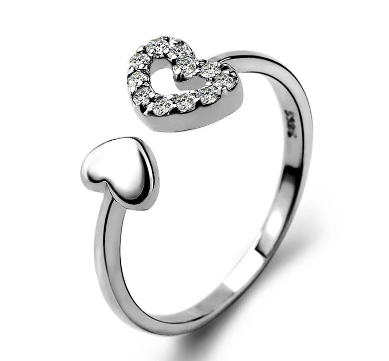 Free Shipping Crystal Heart Rings For Women 925 Silver Ring With Heart Rings For Women 925 Silver Ring