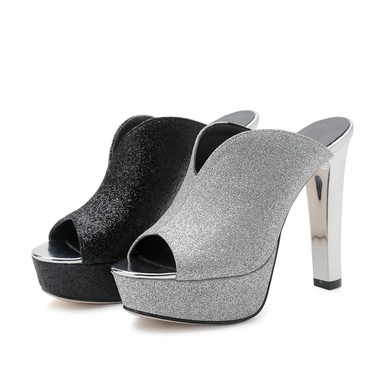 Женские мюли на платформе и высоком каблуке с открытым носком|ladies slippers|slippers