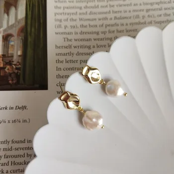 

Amaiyllis 925 Sterling Silver Irregular Shaped Pearl Freshwater Pearl Earrings Fit Women Weddings Party Summer Jewelry Earrings