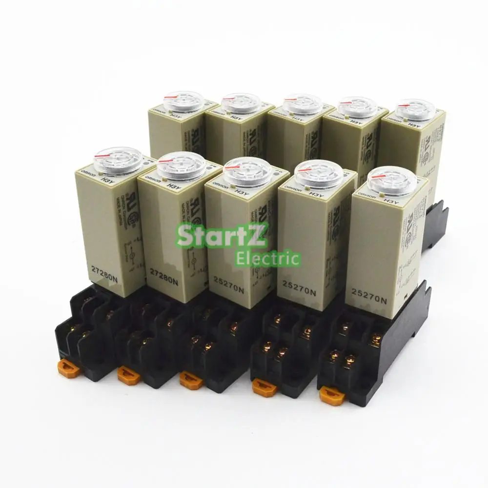 

10Pcs H3Y-2 AC220V Delay Timer Time Relay 0 - 10 Minute with Base