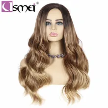 USMEI 28 дюймов длинный парик Омбре блонд устойчивый Высокая температура волокна волнистые волосы синтетические парики косплей для женщин Средний размер