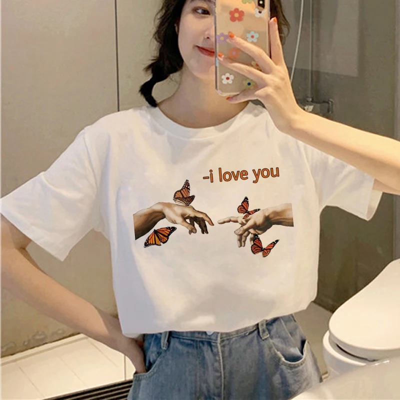 

MICHELANGELO Harajuku Funny Print T Shirt Women Gesthetic Korean Style Ullzang T-shirt 90s Graphic Tshirt Fashion Top Tee Female