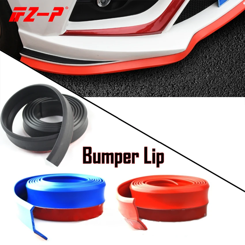 FZ-P parachoques delantero de coche de goma suave de fibra de carbono para Auto-estilo pegatinas de parachoques Auto Kit de cuerpo parachoques delantero labio