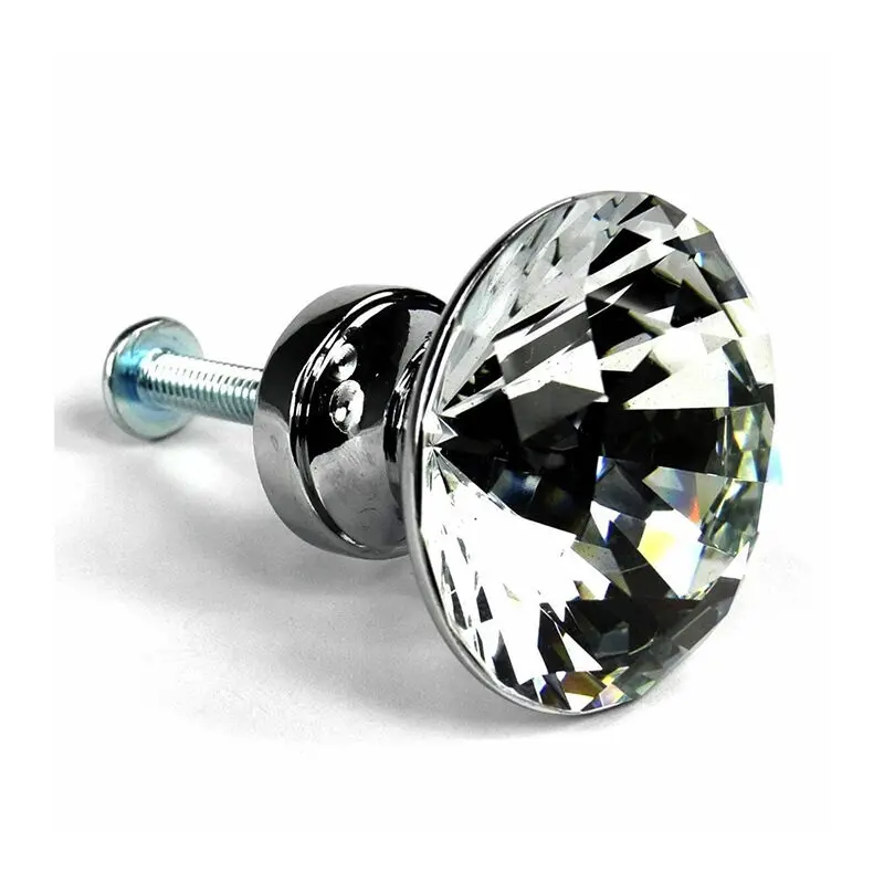 

High Quality Drawer Pull European Crystal Single Hole Drill Wardrobe Drawer Handle 30mm 20pcs Accessories